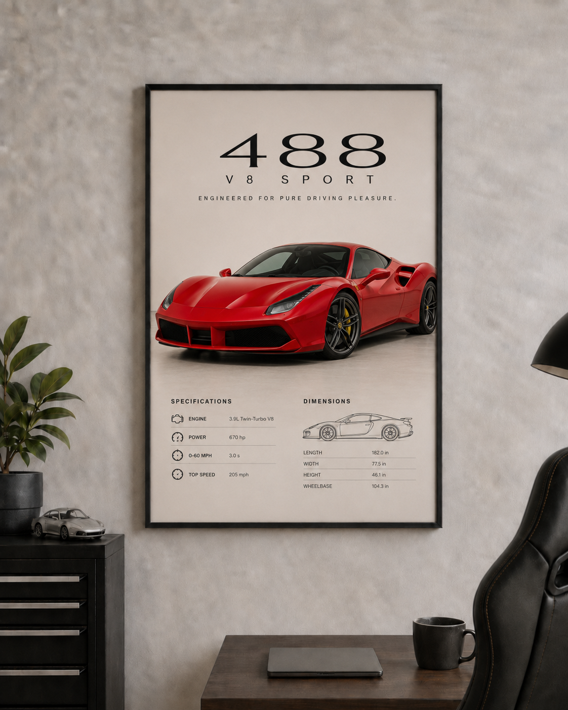 Ferrari 488 Redline Poster