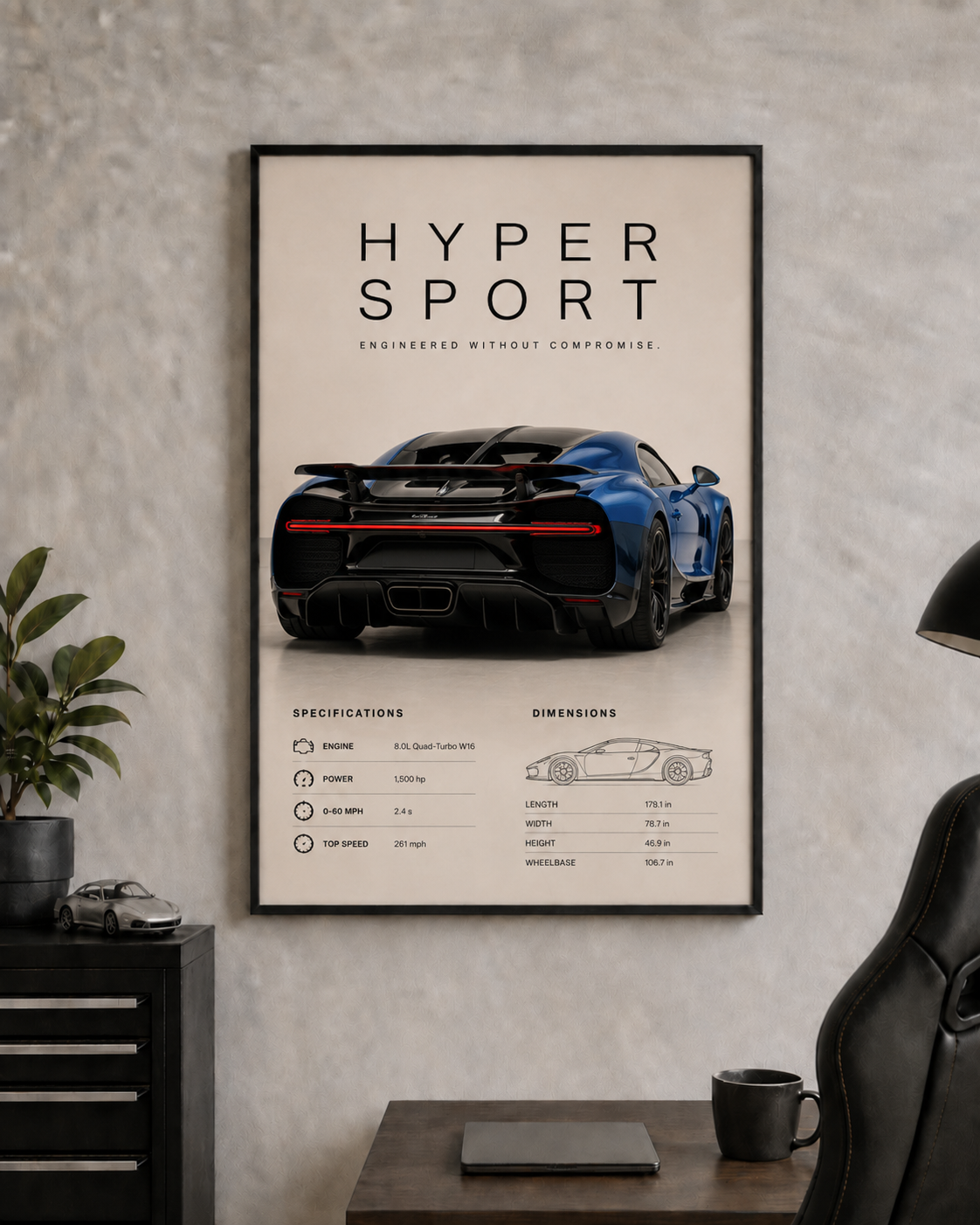 Bugatti Chiron Rear Poster
