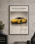 Ferrari 488 Giallo Modena Poster