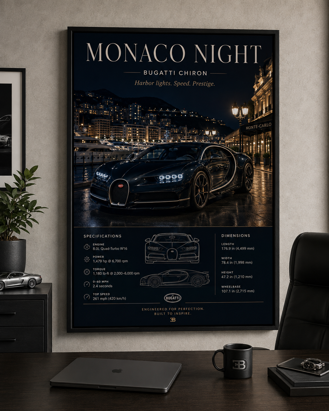Bugatti Chiron Monaco Night Poster